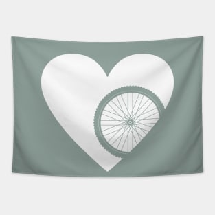 Heart with Mountain Bike Wheel for Cycling Lovers Tapestry