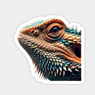 Bearded Dragon Headshot - Turquoise and Orange Magnet