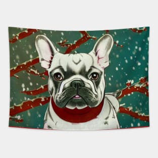 Cutest Merle French Bulldog Christmas Puppy Mom Dad Happiness Tapestry