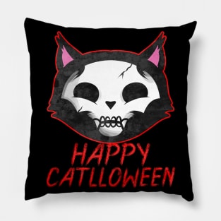 Corpse Paint Cat Happy Catlloween Cat Halloween Pillow