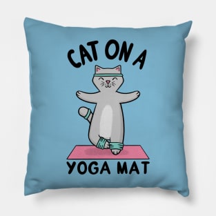 Cat on a Yoga Mat Pillow