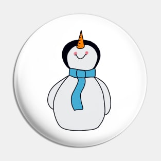 Blue Scarf Snowman Pin