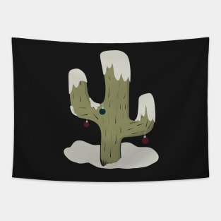 Holiday Snow capped Cactus Tapestry