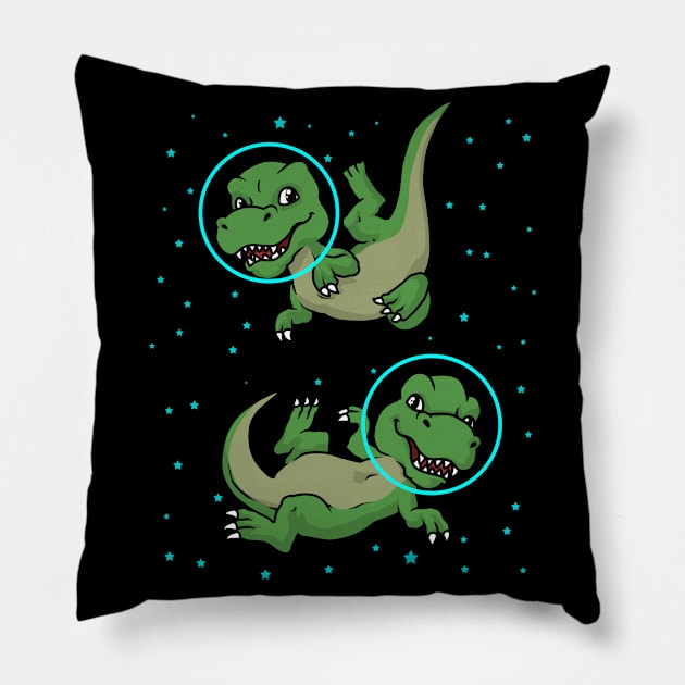 Dinosaur Astronaut Gift Kids TRex Spaceship Gift Dinosaur Pillow by PomegranatePower