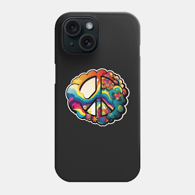 Groovy Psychedelic Peace Sign in Black Phone Case by TheArtfulAllie