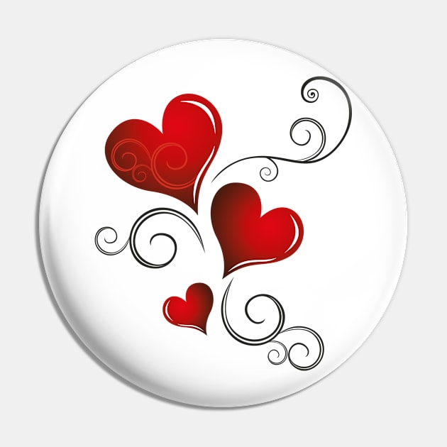 Valentine's Day - Floral Hearts Pin by GNDesign