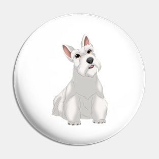 White Scottish Terrier Dog Pin