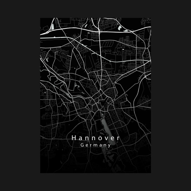 Hannover Germany City Map dark by Robin-Niemczyk