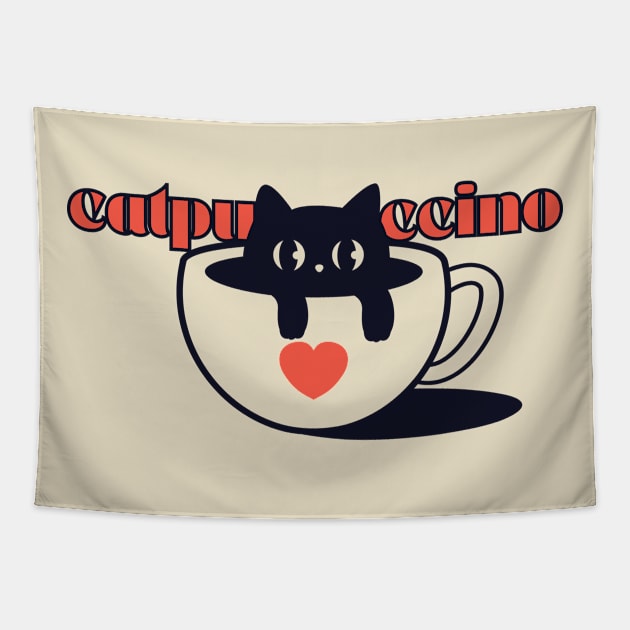 Catpuccino retro vintage Tapestry by LazyBunny