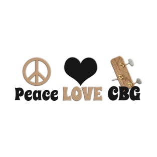 Peace Love and a Cigar Box Guitar (CBG) Black/Tan T-Shirt