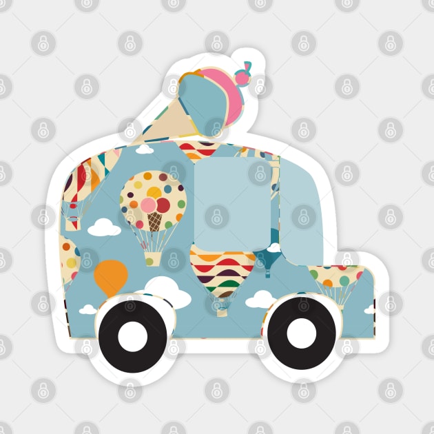 Ice Cream Truck Blue Magnet by bruxamagica