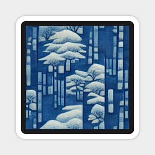 Winter Blues Chiyogami Pattern Magnet