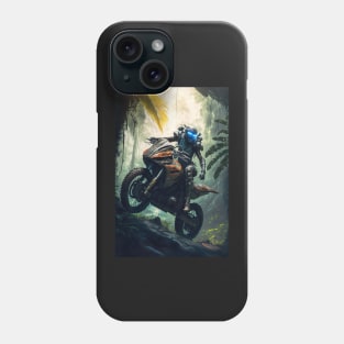 Alien riding a dirt bike in the jungle Phone Case