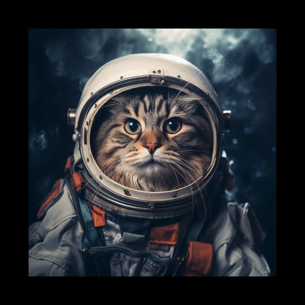 Astronaut Cat in Space - Norwegian Forest Cat by Merchgard