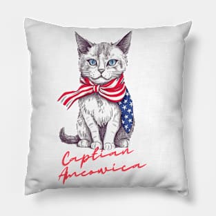 Patriotic Cat, 4th of July Design Pillow