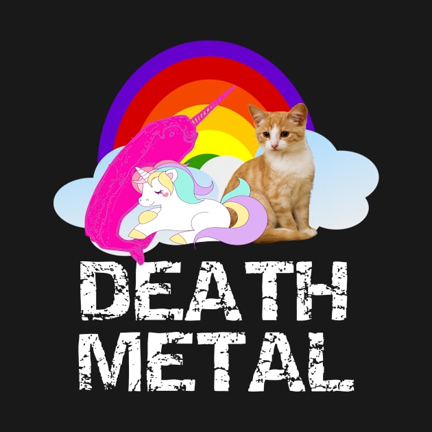 Death Metal Unicorn Narwhal Kitten Funny Heavy Metal Lover Shirt by MisterMash