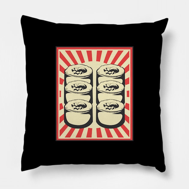 Rolled Sushi Japanese Dish Japan Lover Kawaii Tasty Pillow by Funnyawesomedesigns