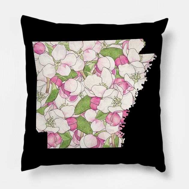 Arkansas in Flowers Pillow by UrsulaRodgers