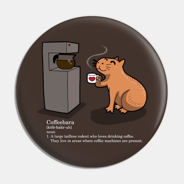 Coffeebara Cute Coffee Lover Capybara Gift For Capybara And Coffee Lovers Pin by Originals By Boggs