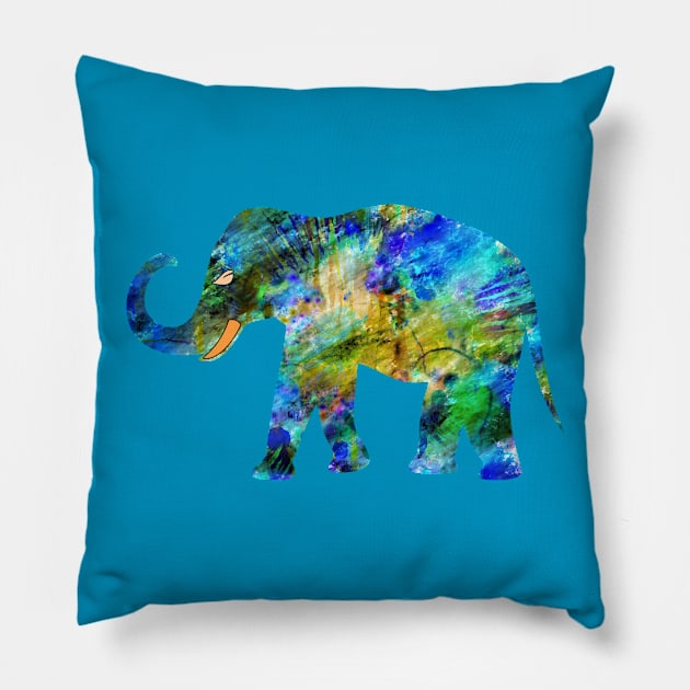Blue Art Elephant Pillow by letnothingstopyou