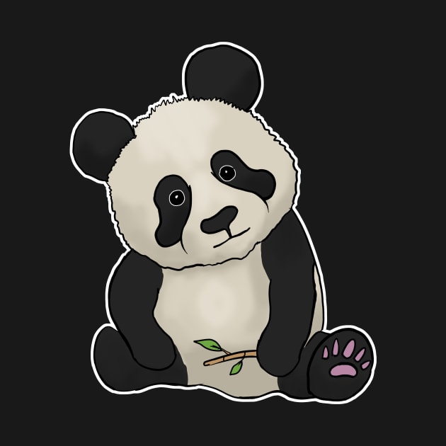 Cute Panda hand drawn sad face bamboo by Mesyo
