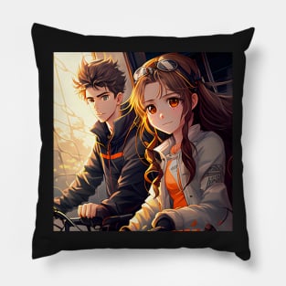 Bike Adventure Couple Pillow