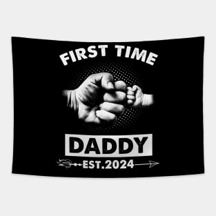 First Time Daddy New Dad Est 2024 Fathers Day Boy Girl Tapestry