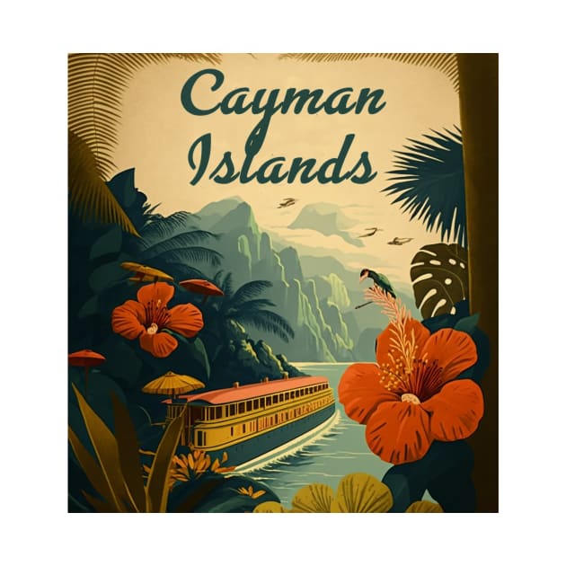 Cayman Islands Caribbean Vintage Travel Art Poster by OldTravelArt