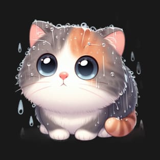 Cute Cat Amidst Drizzling Rain T-Shirt