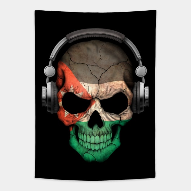 Dark Skull Deejay with Jordanian Flag Tapestry by jeffbartels