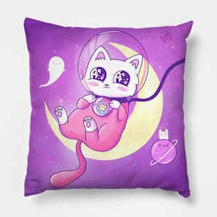 Cute cat astronaut in space Pillow