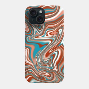 Brick and Blue Swirly Marbled Pattern, 1970s Vintage Phone Case