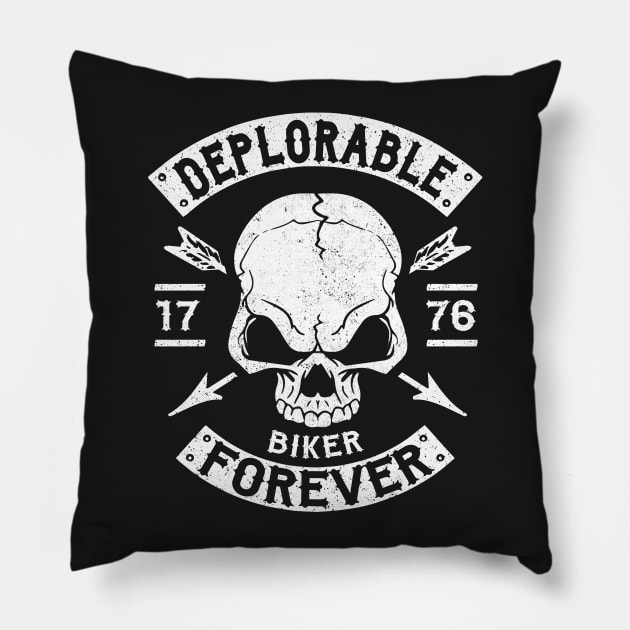 DEPLORABLE BIKER - BIKER Pillow by Tshirt Samurai