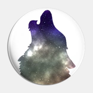 Galaxy Wolf howl light Pin