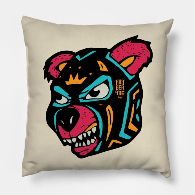 Lucha Bear Pillow by RubbertoeDesign
