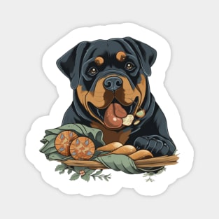 Rottweiler Eating Sushi Magnet