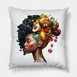 Black Woman Healthy Eating Fruits African American Pillow