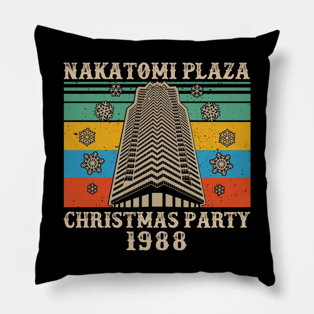 Nakatomi Plaza Christmas Party 1988 Vintage Pillow by Raul Caldwell