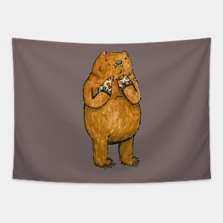 A Bear Doublefisting some Pizza Slices Tapestry