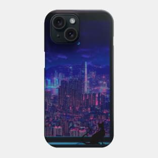 City watched by a cat Phone Case