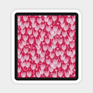 Tulips on red background Magnet