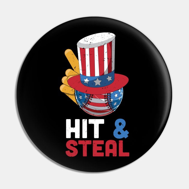 Hit and steal baseball lover gift, 4th of july gift idea, american flag baseball, independence day Pin by Anodyle