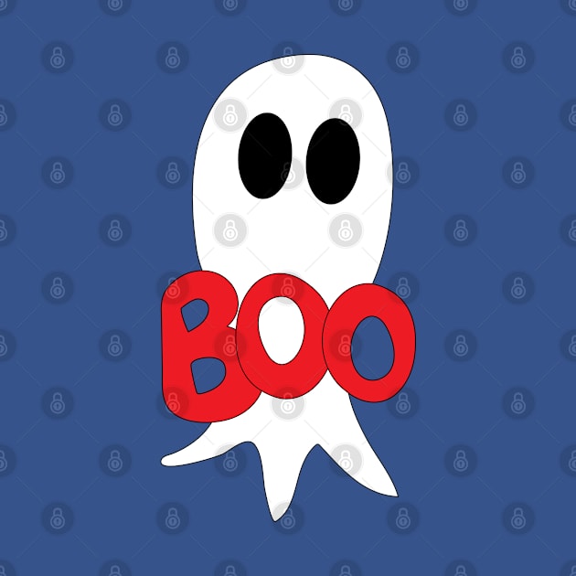 Cute Halloween ghost cartoon with BOO text by Angel Dawn Design