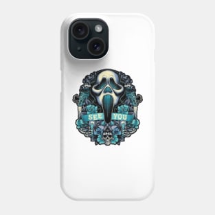 Halloween Print , Scream , ghost face ,  retro spooky illustration Phone Case