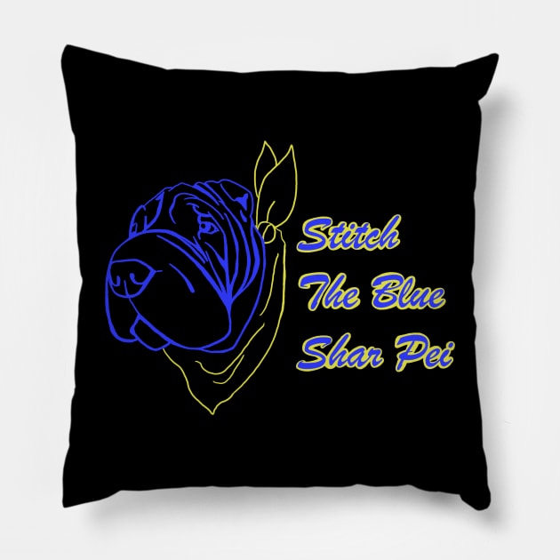 Stitch The Blue Shar Pei Pillow by Stitch's Puppy Games