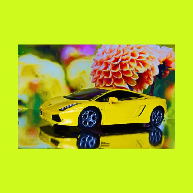 Surreal Yellow Sports Car by DeVerviers