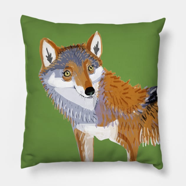 Totem Eastern wolf (lycaon) Pillow by belettelepink