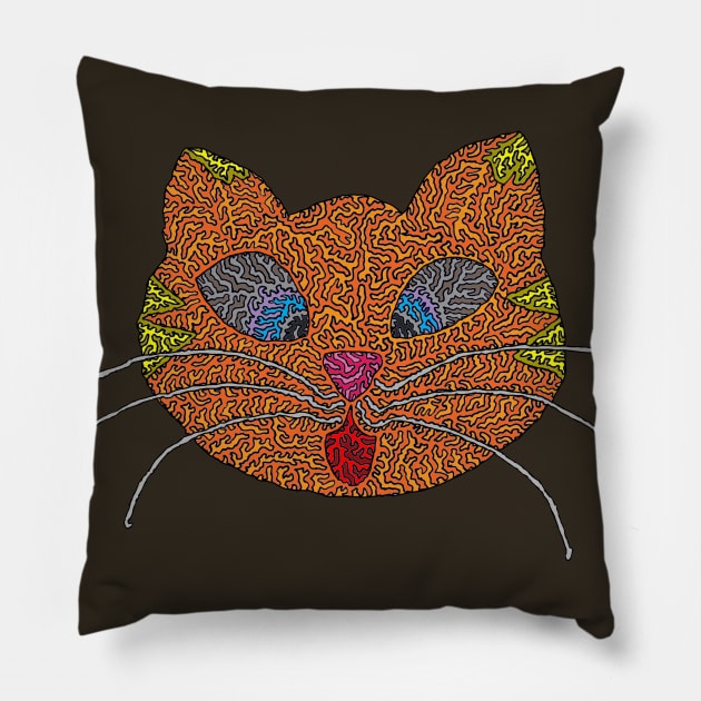 Cross Eyed Tabby Pillow by NightserFineArts