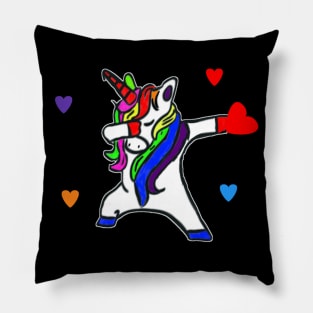 Valentines day Dabbing unicorn Heart Pillow