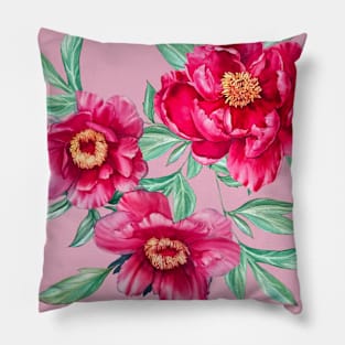 Peonies on pink Pillow